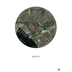Affiche Manila – Poster vue satellite 2.5km Couleur | Gravura – Fond clair