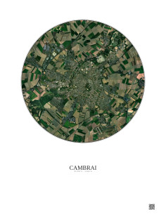 Affiche Cambrai – Poster vue satellite 5km Couleur | Gravura – Fond clair