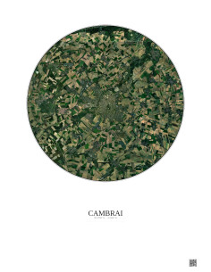 Affiche Cambrai – Poster vue satellite 10km Couleur | Gravura – Fond clair