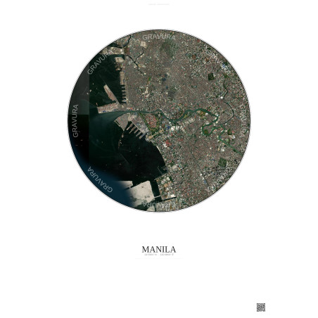 Affiche Manila – Poster vue satellite 6km Couleur | Gravura – Fond clair