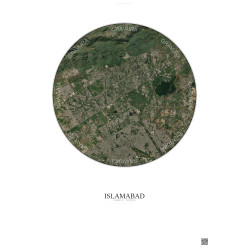 Affiche Islamabad – Poster vue satellite 10km Couleur | Gravura – Fond clair