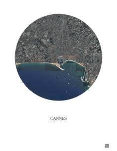Affiche Cannes – Poster vue satellite 2.5km Couleur | Gravura – Fond clair
