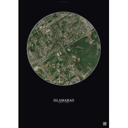 Affiche Islamabad – Poster vue satellite 2.5km Couleur | Gravura – Fond foncé