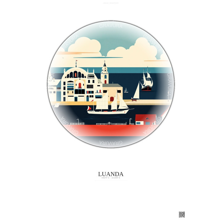 Affiche Luanda – Poster illustration vintage – Luanda | Gravura – Fond clair