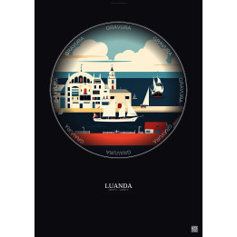 Affiche Luanda – Poster illustration vintage – Luanda | Gravura – Fond foncé