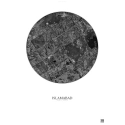 Affiche Islamabad – Poster vue satellite 6km N&B | Gravura – Fond clair