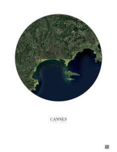 Affiche Cannes – Poster vue satellite 10km Couleur | Gravura – Fond clair