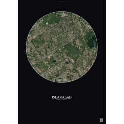 Affiche Islamabad – Poster vue satellite 6km Couleur | Gravura – Fond foncé
