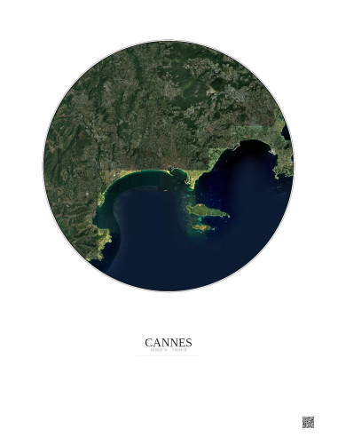 Cannes Satellite View Poster 10km Color | Gravura – Light background