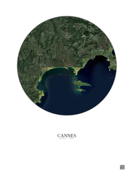 Cannes Satellite View Poster 10km Color | Gravura – Light background