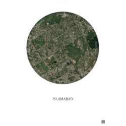 Affiche Islamabad – Poster vue satellite 6km Couleur | Gravura – Fond clair