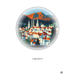 Affiche Sarajevo – Poster illustration vintage – Sarajevo | Gravura – Fond clair