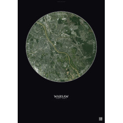 Affiche Warsaw – Poster vue satellite 10km Couleur | Gravura – Fond foncé
