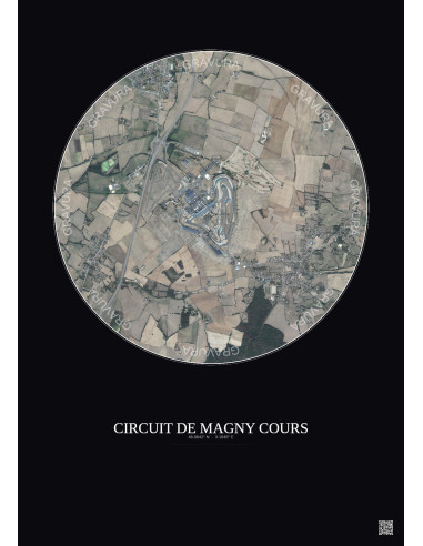 Affiche Circuit De Magny Cours – Poster vue satellite 2.5km Couleur | Gravura – Fond foncé