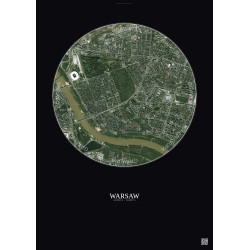 Affiche Warsaw – Poster vue satellite 2.5km Couleur | Gravura – Fond foncé