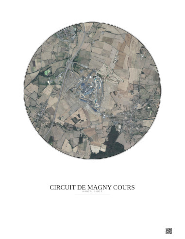 Affiche Circuit De Magny Cours – Poster vue satellite 2.5km Couleur | Gravura – Fond clair