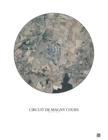 Affiche Circuit De Magny Cours – Poster vue satellite 2.5km Couleur | Gravura – Fond clair
