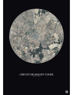Affiche Circuit De Magny Cours – Poster vue satellite 5km Couleur | Gravura – Fond foncé