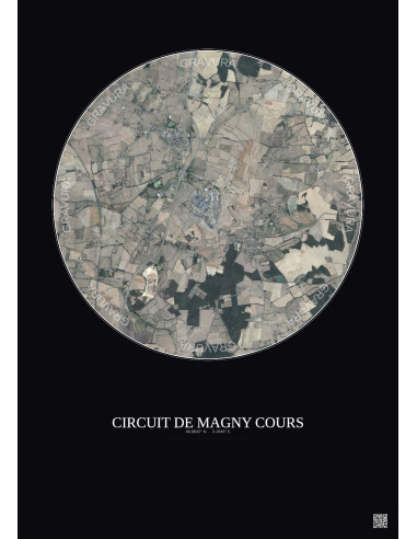 Circuit De Magny Cours Satellite View Poster 5km Color | Gravura – Dark background