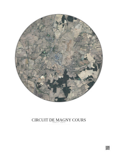 Affiche Circuit De Magny Cours – Poster vue satellite 5km Couleur | Gravura – Fond clair