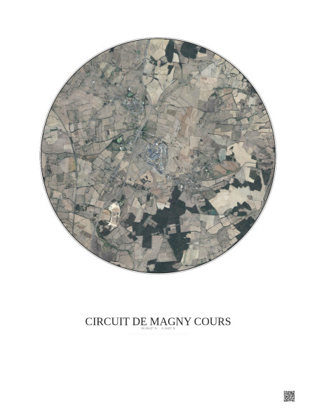 Affiche Circuit De Magny Cours – Poster vue satellite 5km Couleur | Gravura – Fond clair