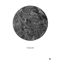 Affiche Warsaw – Poster vue satellite 6km N&B | Gravura – Fond clair