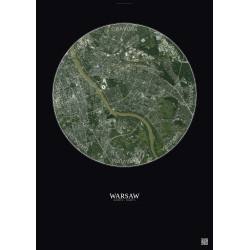 Affiche Warsaw – Poster vue satellite 6km Couleur | Gravura – Fond foncé