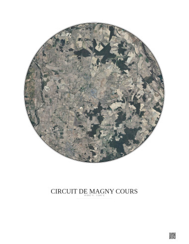 Affiche Circuit De Magny Cours – Poster vue satellite 10km Couleur | Gravura – Fond clair