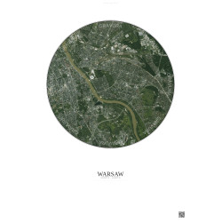 Affiche Warsaw – Poster vue satellite 6km Couleur | Gravura – Fond clair