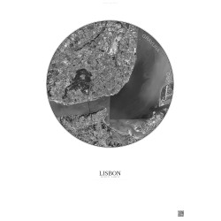 Affiche Lisbon – Poster vue satellite 10km N&B | Gravura – Fond clair