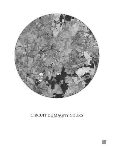 Circuit De Magny Cours Satellite View Poster 5km B&W | Gravura – Light background