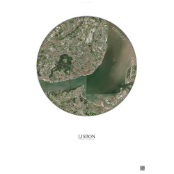 Affiche Lisbon – Poster vue satellite 10km Couleur | Gravura – Fond clair