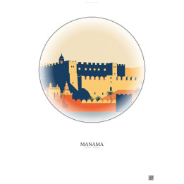 Affiche Manama – Poster illustration vintage – Qalat Al Bahrain | Gravura – Fond clair