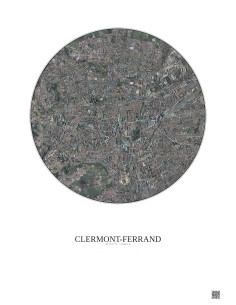 Affiche Clermont Ferrand – Poster vue satellite 2.5km Couleur | Gravura – Fond clair