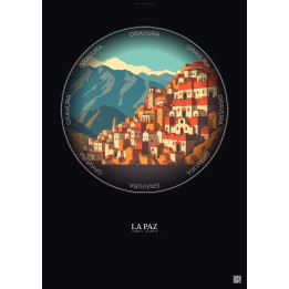 Affiche La Paz – Poster illustration vintage – La Paz | Gravura – Fond foncé