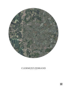 Affiche Clermont Ferrand – Poster vue satellite 5km Couleur | Gravura – Fond clair