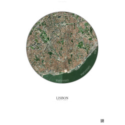 Affiche Lisbon – Poster vue satellite 2.5km Couleur | Gravura – Fond clair