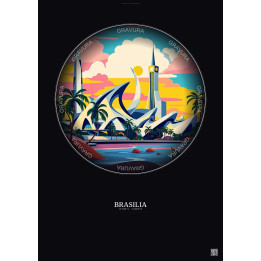 Affiche Brasilia – Poster illustration vintage – Brasilia | Gravura – Fond foncé