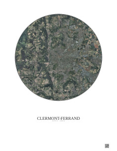 Affiche Clermont Ferrand – Poster vue satellite 10km Couleur | Gravura – Fond clair