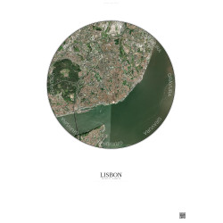 Affiche Lisbon – Poster vue satellite 6km Couleur | Gravura – Fond clair