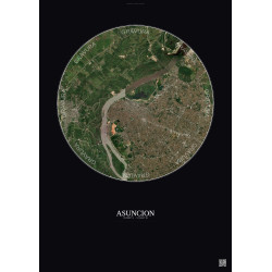 Affiche Asuncion – Poster vue satellite 10km Couleur | Gravura – Fond foncé