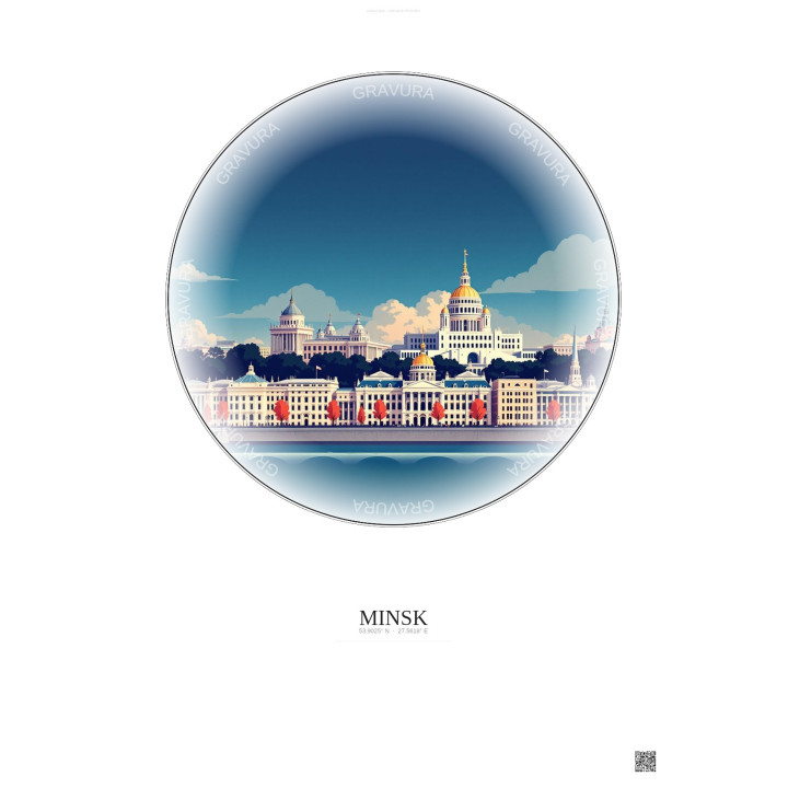 Affiche Minsk – Poster illustration vintage – Minsk | Gravura – Fond clair