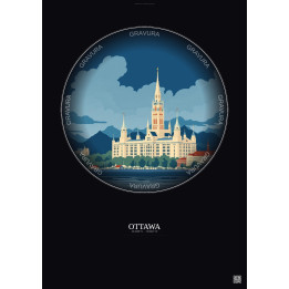 Affiche Ottawa – Poster illustration vintage – Ottawa | Gravura – Fond foncé