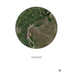 Affiche Asuncion – Poster vue satellite 10km Couleur | Gravura – Fond clair