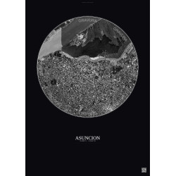 Affiche Asuncion – Poster vue satellite 2.5km N&B | Gravura – Fond foncé