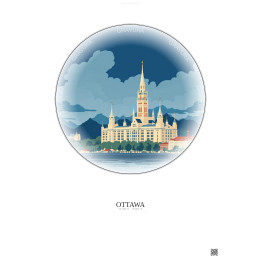 Affiche Ottawa – Poster illustration vintage – Ottawa | Gravura – Fond clair