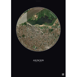 Affiche Asuncion – Poster vue satellite 2.5km Couleur | Gravura – Fond foncé