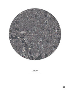 Dijon Satellite View Poster 2.5km Color | Gravura – Light background