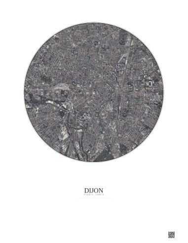 Dijon Satellite View Poster 2.5km Color | Gravura – Light background