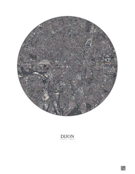 Dijon Satellite View Poster 2.5km Color | Gravura – Light background